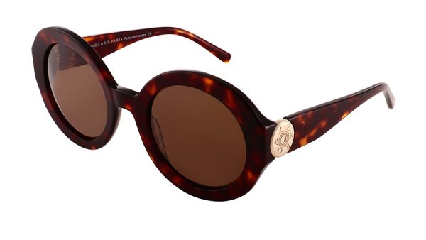 Monture solaire pour femme en acétate AZZARO, écaille et verres brun de catégorie 3, référence AZ32060 C02, vue de profil.